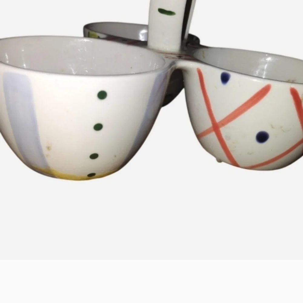 Hand-Painted Ceramic Triple Bowl Set
